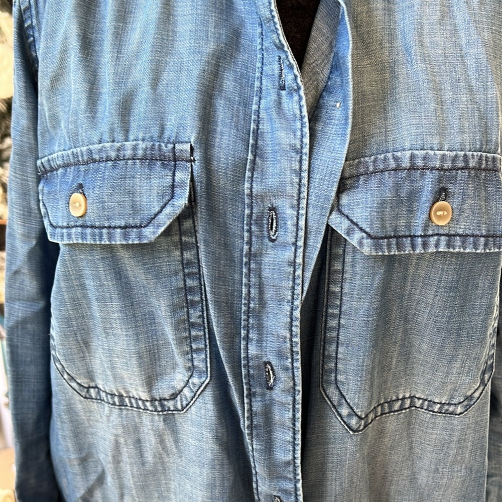 Cold, Shoulder, Button-Down Denim M - image 4